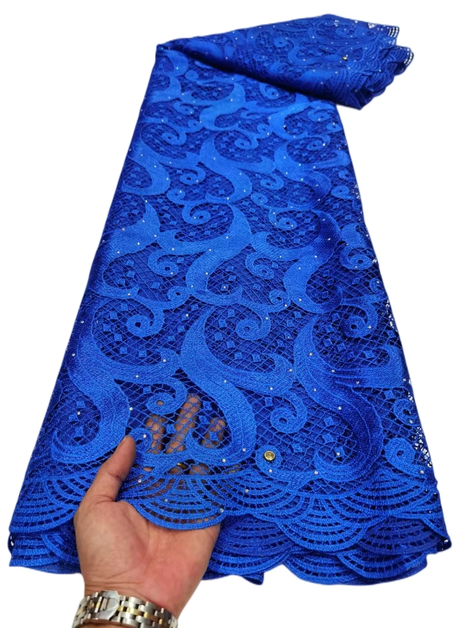 

Classic Guipure Lace With Stones Skin Friendly African Eembroidery Cord Fabric Nigerian for Party Dress NN828_Z