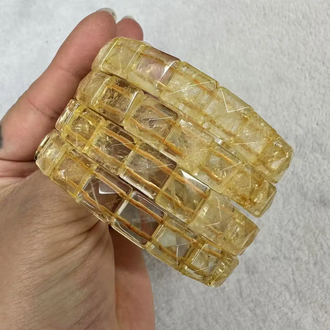 Натуральный 10x10 мм квадратная форма пирамиды граненый камень кристалл цитрин