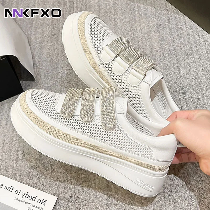

Sexy Mesh crystal White Shoes Women Platform Sneakers Summer 2022 New Female Causal Shoes Vulcanize Sneakers For Women vc4202