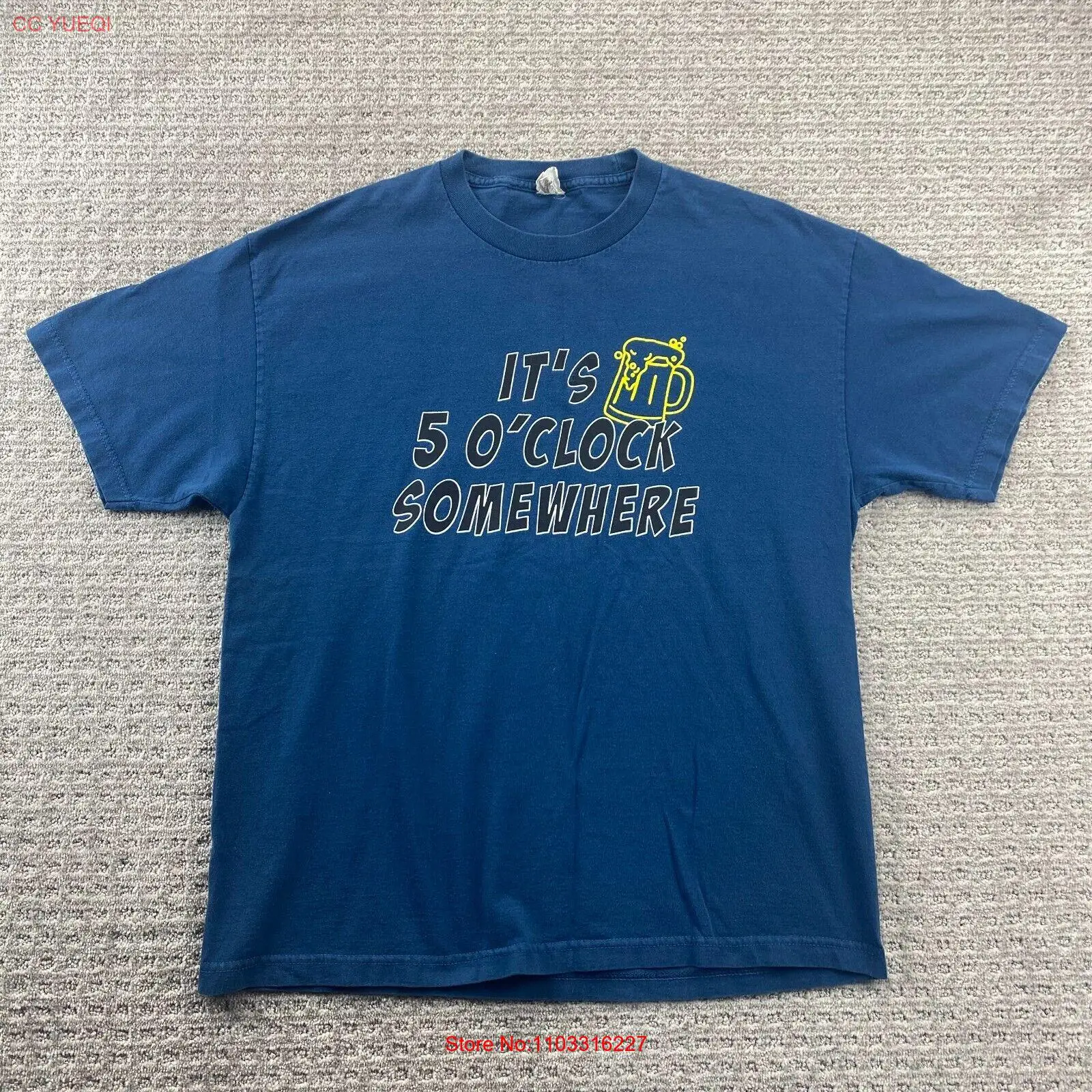 Мужская рубашка Alstyle Extra Large XL темно-синяя Это 5 часа Somewhere Vintage Y2K