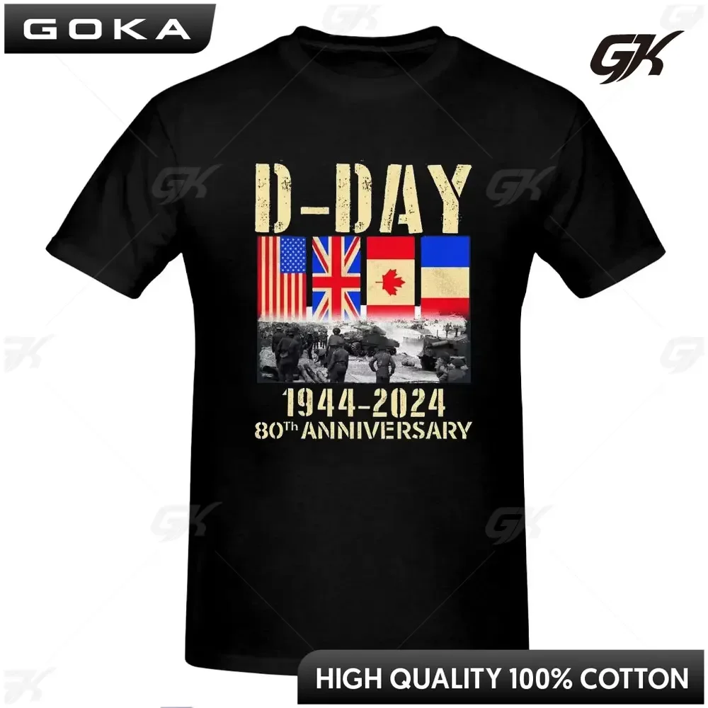 Мужская футболка D Day Футболка Normandy Landings 80th Anniversary 1944 2024 Топ с флагом