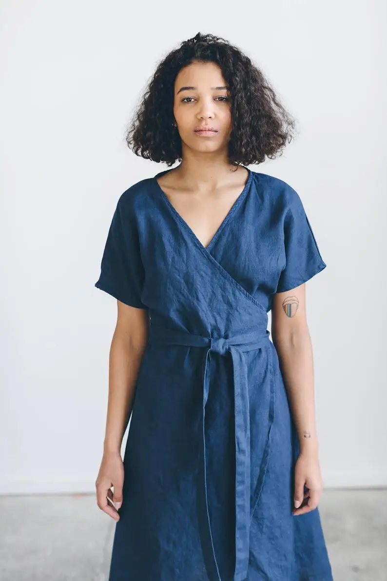 

Fashion Casual Linen Short Sleeve Dress