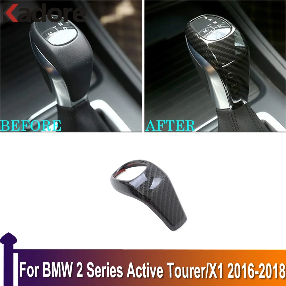 

For BMW 2 Series Active Tourer/X1 2016 2017 2018 (F45 F46 F48) Carbon Fiber AT Car Gear Shift Knob Head Cover Trim Accessories