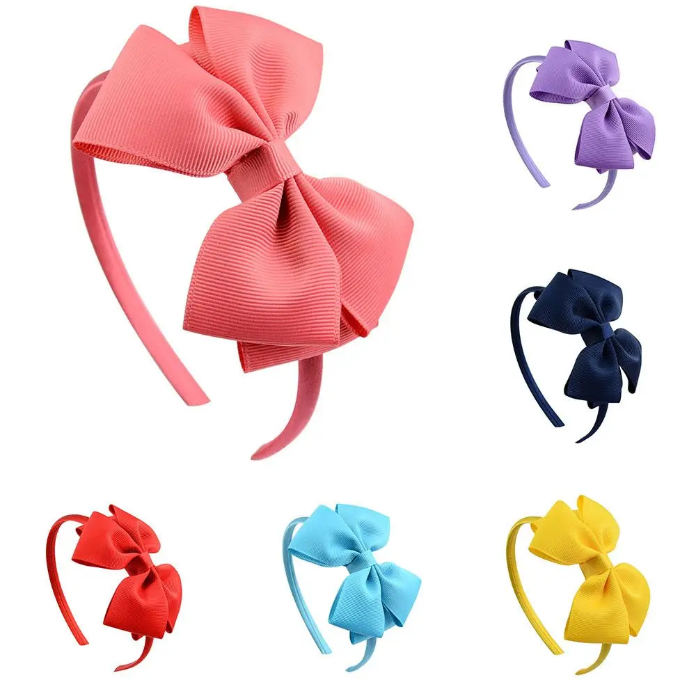 

Solid Color Boutique Tiara Satin 4'' Headwear Hair Hoop Bow Hairband Kids Hair Accessories Ribbon Headbands