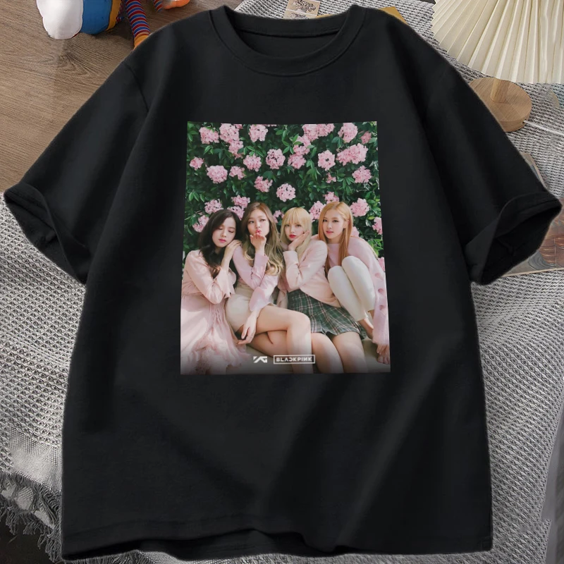 

Street Vintage Sweatshirt Black Pink Shirt Floral Girly Print Jenny Shirt Hip Hop T-Shirt Unisex Loose Harajuku Sweatshirt