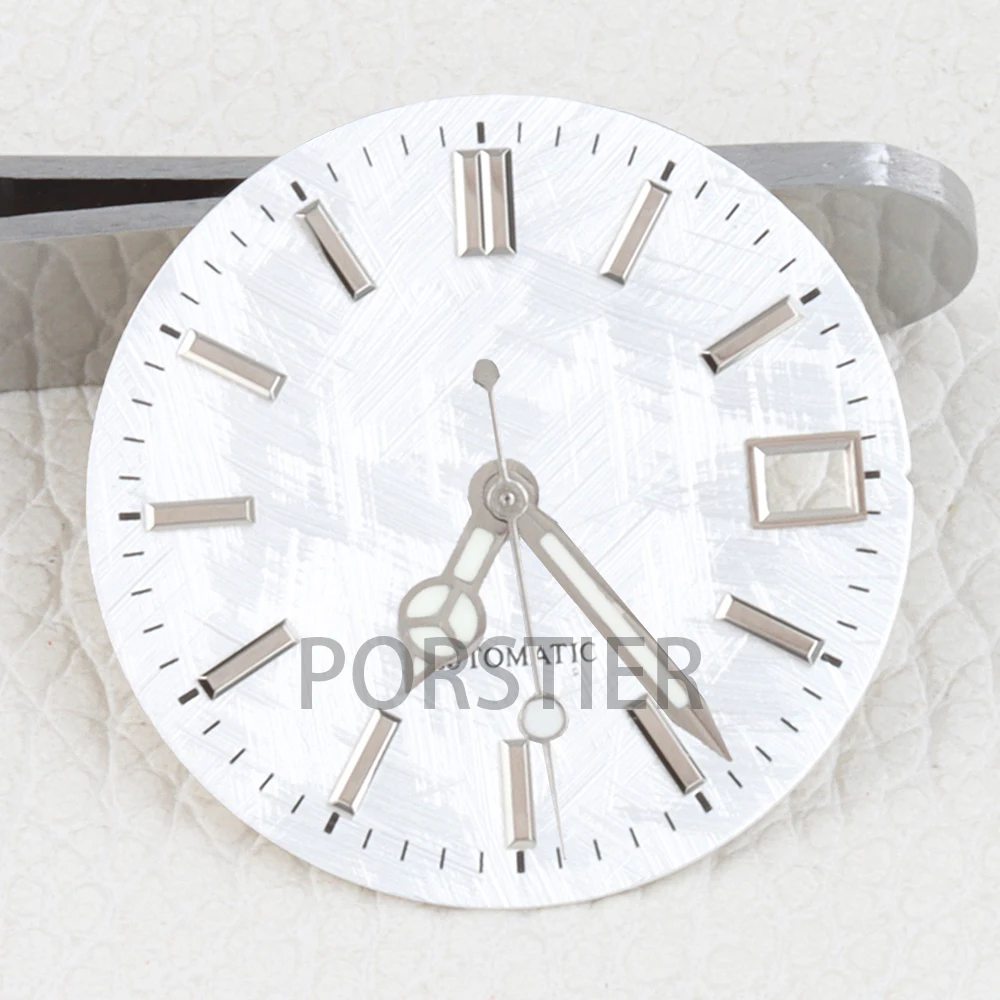 Фото Циферблат для часов 28,5 мм NH35 для механизмов DATEJUST NH35/NH36, с хаотичной текстурой, окном даты, без люминесцентного покрытия, аксессуары для модификации часов №3