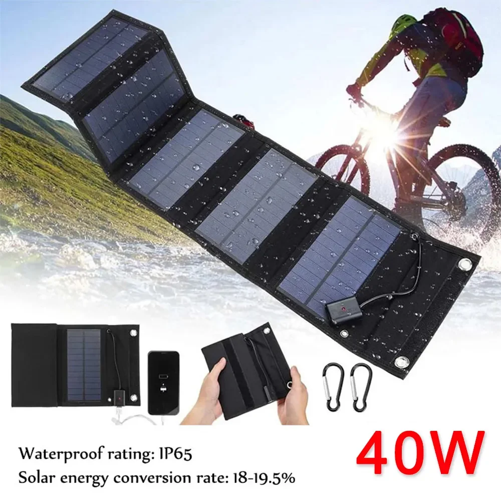 

50W Foldable Solar Panel Portable Waterproof Outdoor Solar Cell Charger with Voltage Regulator for USB Phones Power Bank Camping