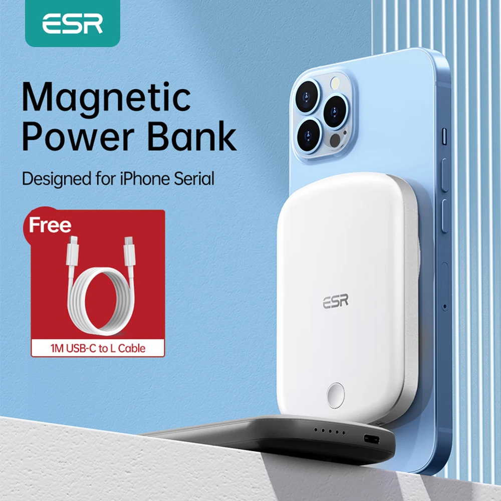 

ESR 10000mAh Power Bank for iPhone 13 Pro Max Magnetic Attach 18W Quick Charge Powerbank Portable External Charger for iPhone 13