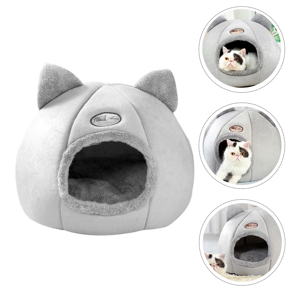 

Bed Cat Warm Petcave Small Semi Dog Supplies Foldable House Burrow Dogs Animal Puppy Pad Heat Enclosed Sleeping Winter Tent