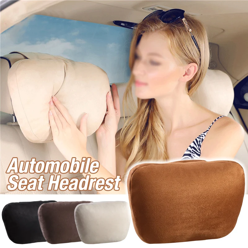 

Car Headrest Seat Neck Comfort Pillow Plush Thickened Breathable Non-slip Headrest Solid Color Four Seasons General Interior