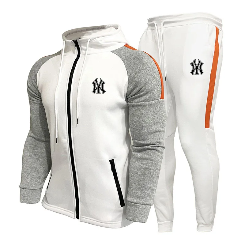

Winter Men's Sports Sets Zipper Hooded Tops Jogging Sportswear + Pants Two-Piece Brand Printing Men Clothing Hoodie Casual Suit