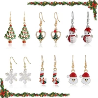 2022 christmas earring santa claus snowflake snowman tree heart drop earrings for women fashion cute lovely xmas jewelry gifts