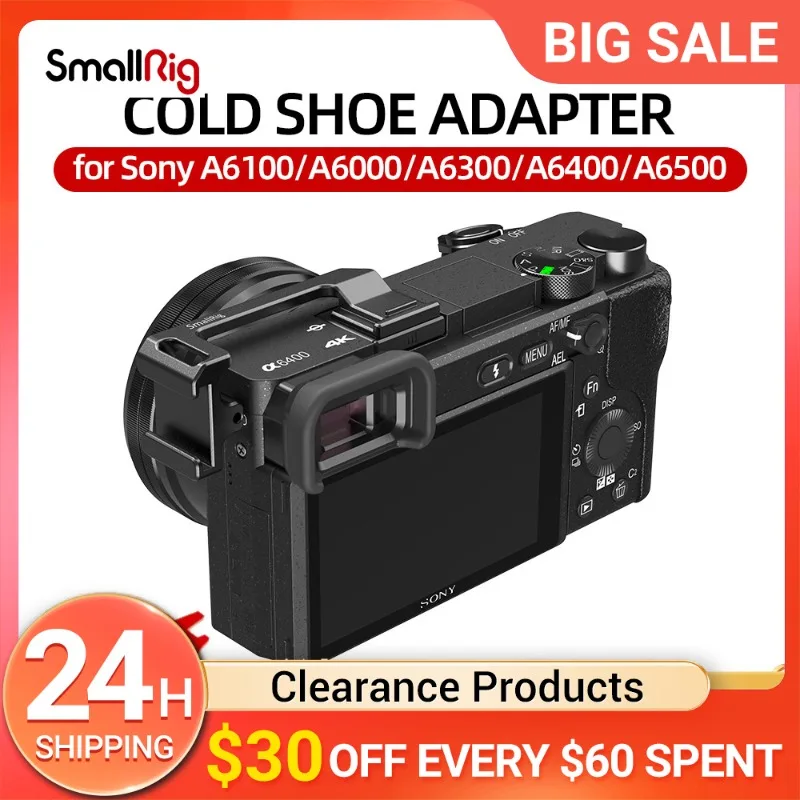 

SmallRig DSLR Camera Cold Shoe Adapter (Left Side) for Sony A6100/A6000/A6300/A6400/A6500 Camera Rig for Flash Light Attach 2342