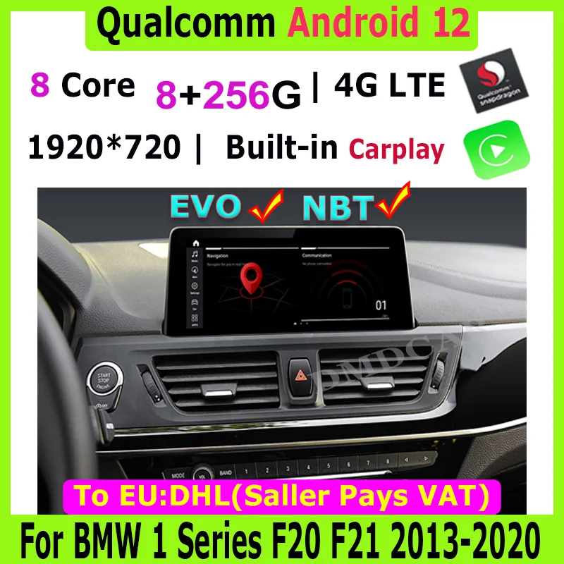 

10.25inch Android 12 Snapdragon 8+256G Car Multimedia Player GPS Navigation Radio Stereo for BMW 1 Series F20 F21 2013-2020
