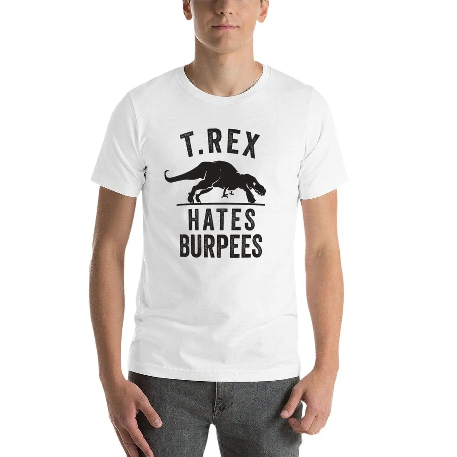 Фото Футболка T Rex Hates Burpees, персонализированная мужская футболка, футболка из 100% хлопка №4