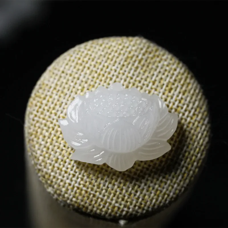 Wholesale Jewelry Accessories Afghan White Jade Lotus Flower Pendant Components And Parts Batches From China Mainland