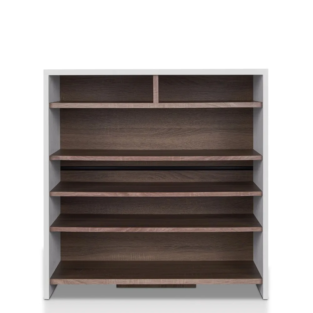 

Furniture of America Brianne 6-Shelf Shoe Cabinet, White and Chestnut Brown