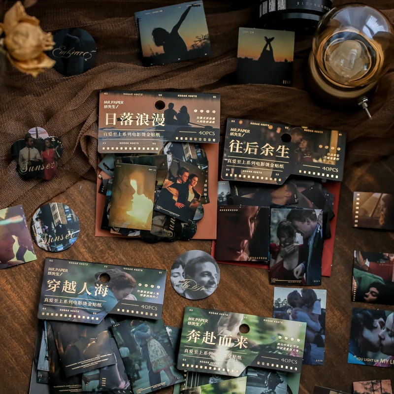 

Dimi 40 листов, серия наклеек для фильмов и фильмов, бумажные стикеры с покрытием, романтичные Ретро Стикеры для скрапбукинга, канцелярские наклейки s