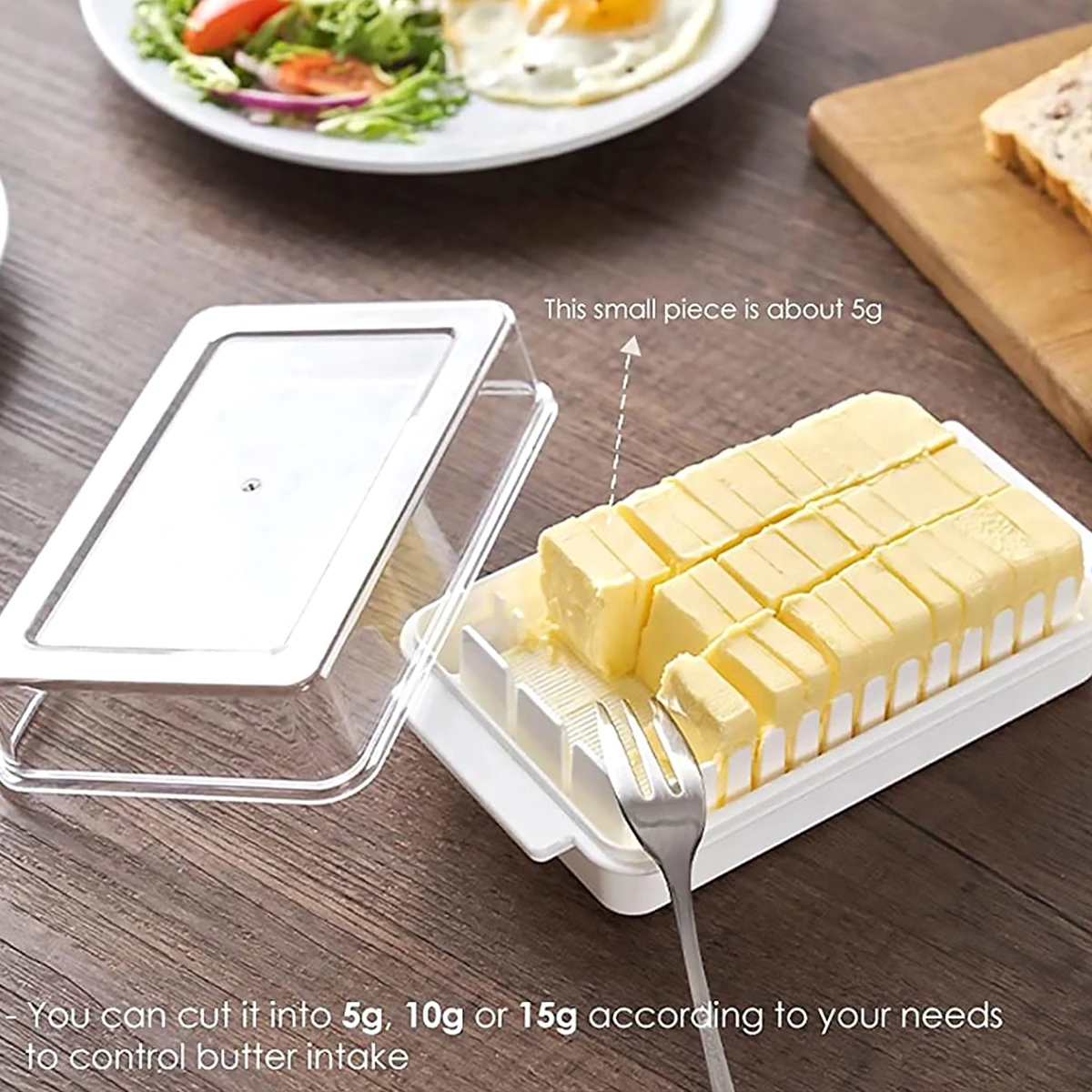 

Protable Solid Butter Cutting Storage Box Kitchen Accessories Refrigerator Fresh Keeping Box Breakfast Cheese Fresh-Keeping Box