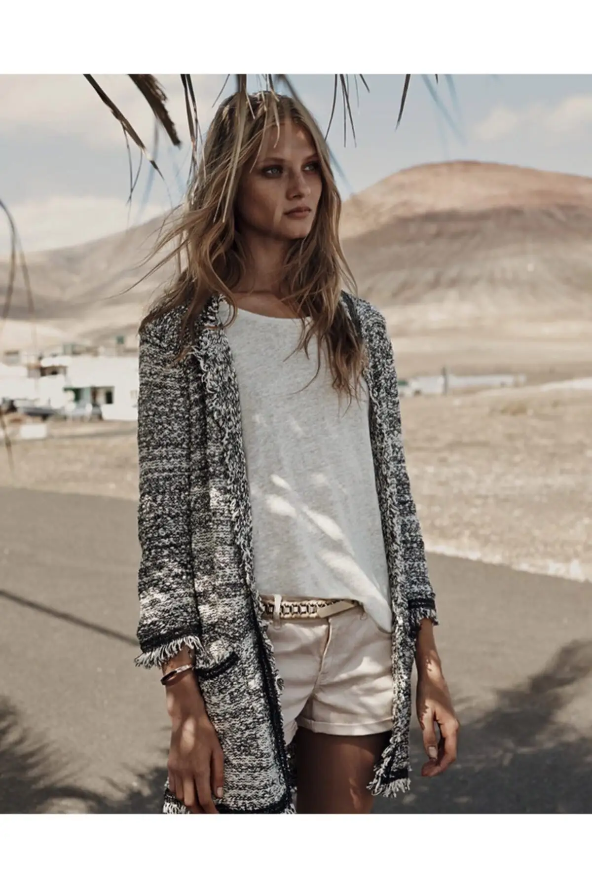 

Women's Cardigan Gray Black Marbled Fabric Knitwear Casual Knitted Quality Fashion Cardigan Sweaters Loose Sweater Jumper