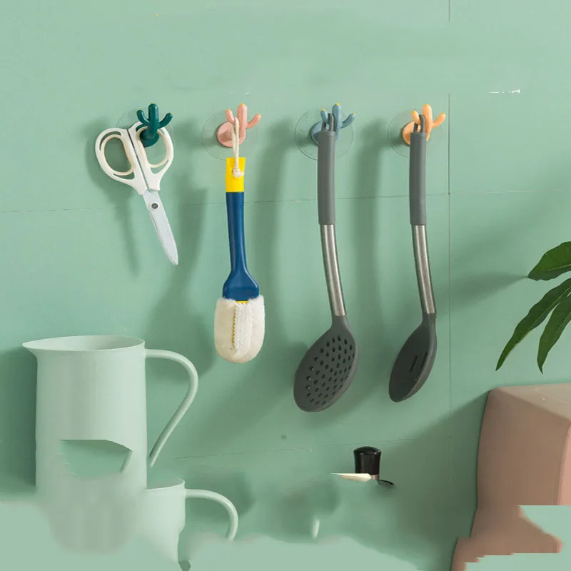 

1/4PCS/Set Cute Cactus Hook Strong Non-trace Adhesive Hook for Household Bathroom No-punch Adhesive Hook Home Organization