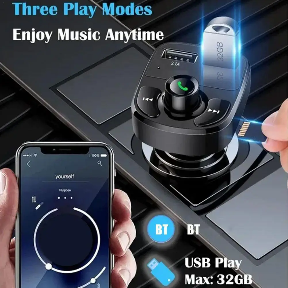 Автомобильный беспроводной Bluetooth FM-передатчик MP3 стерео плеер двойная фотография