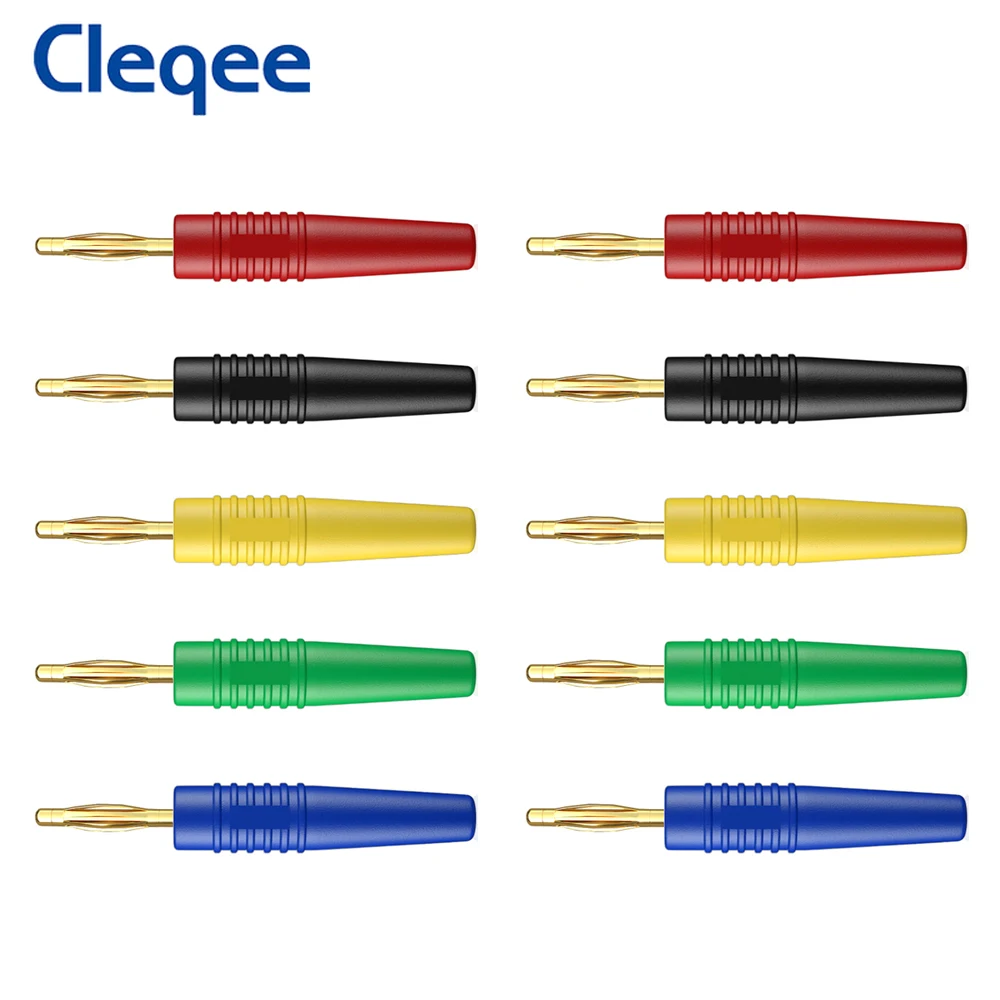 

Cleqee P3011 10 шт. 2 мм вилка-банан стандартный позолоченный адаптер для мультиметра аудио динамик кабель