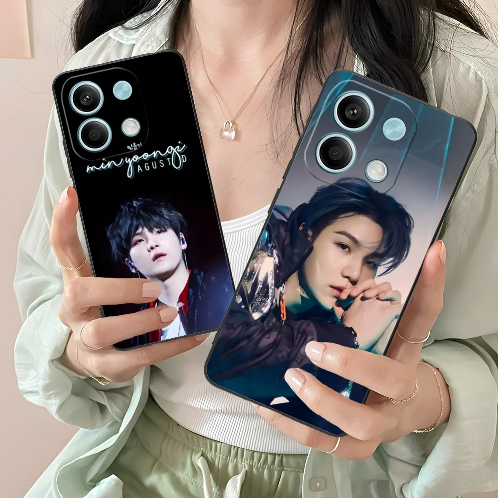 Чехол для мобильного телефона KPOP Yoongi Xiaomi Redmi Note 13 12 11 10 9 8 7 6 S A Pro Lite Plus 5G черный