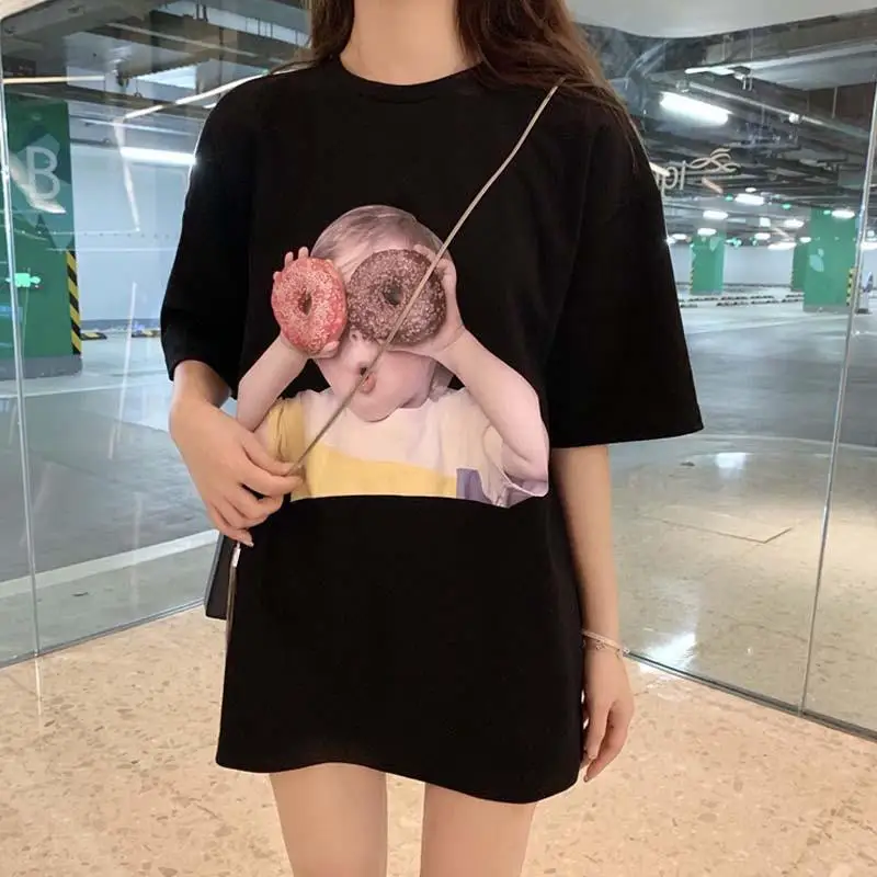 

South Korea 2022 Early Spring and Summer Tide Large Size Donut Men and Women Round Neck Couple Short-sleeved T-shirt