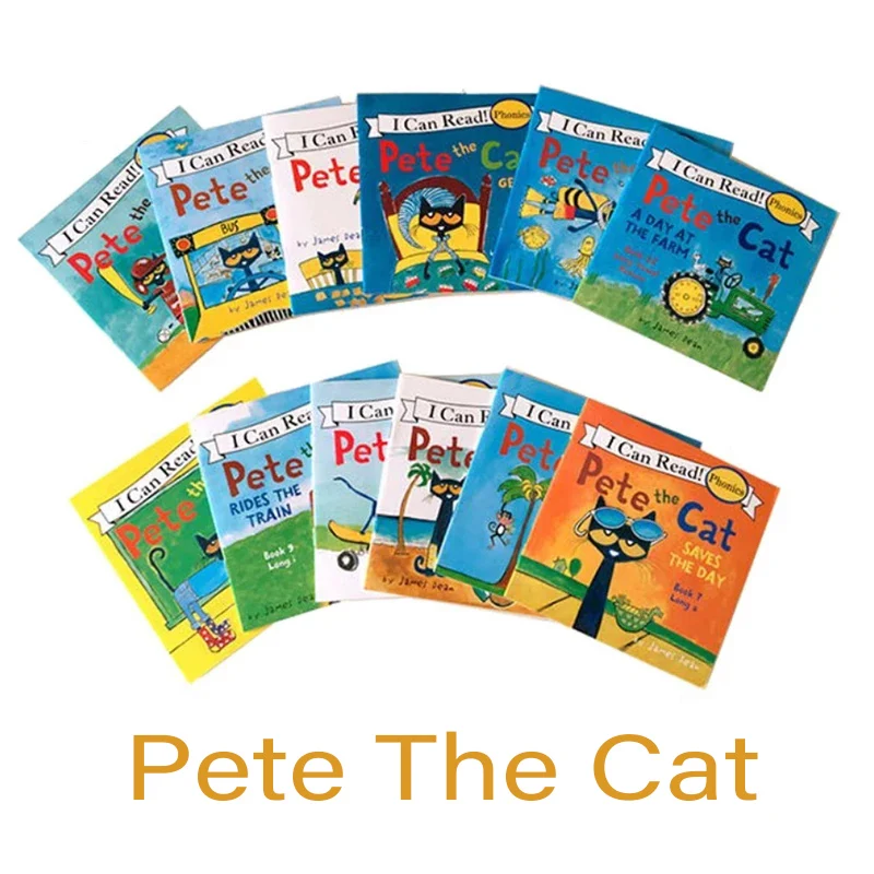 

12 книг/набор, детские книги с надписью «Pete Cat»