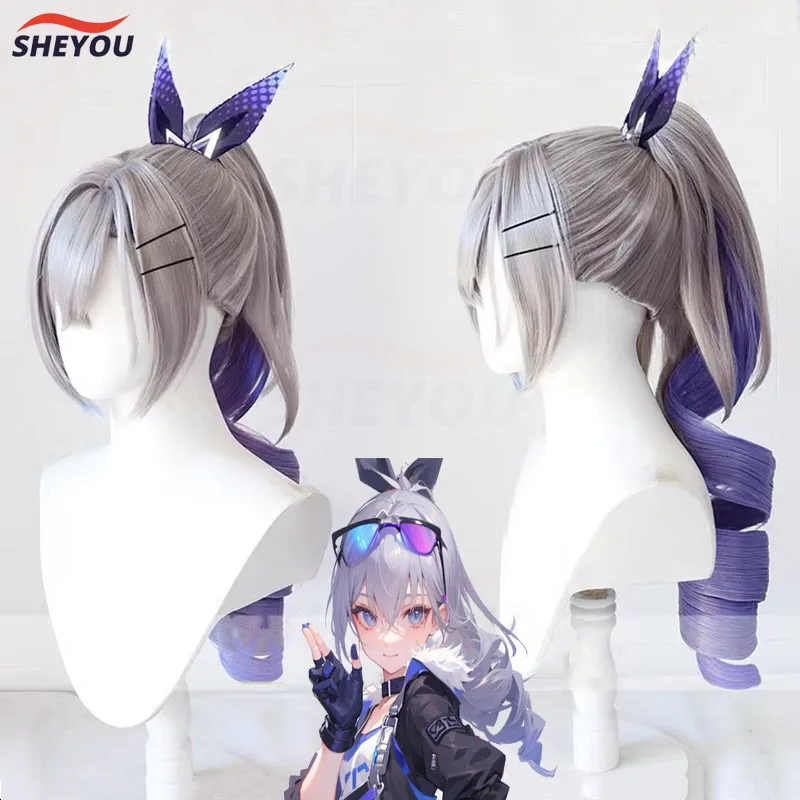 Новинка! Парик для косплея серебряного волка Honkai со звездами рейками