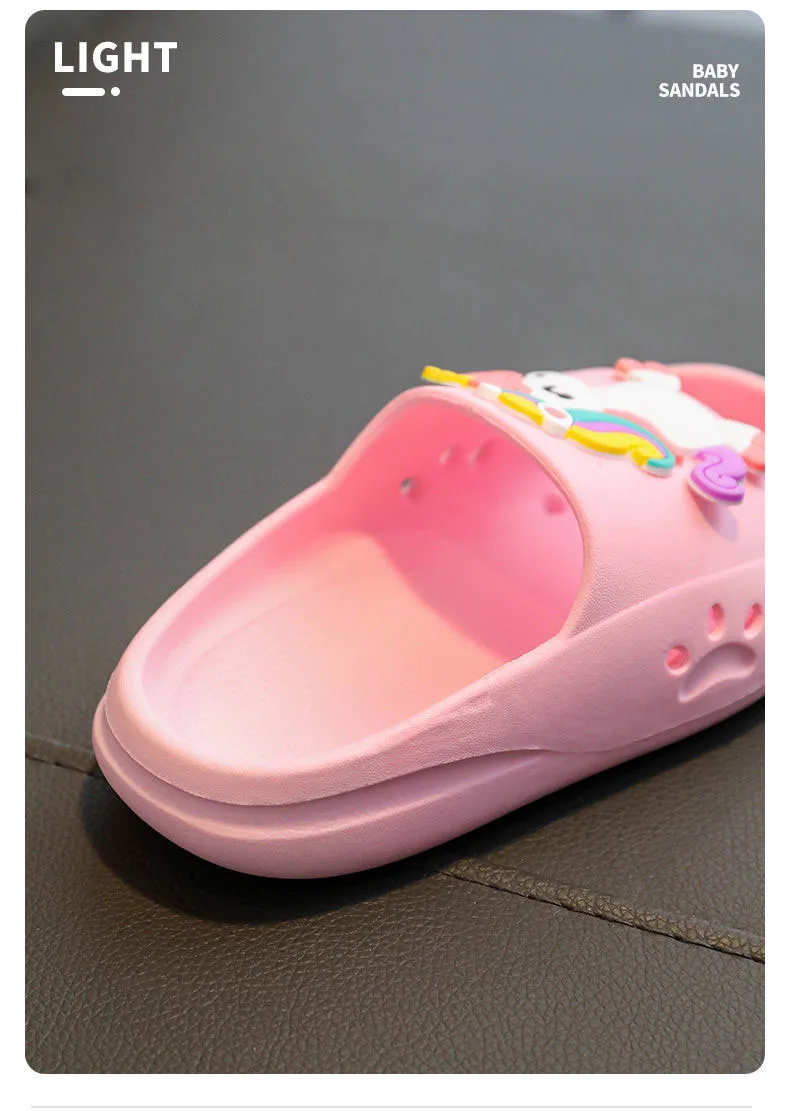 Шлепанцы для дома и пляжа сланцы с единорогом синие Тапочки детей родителей