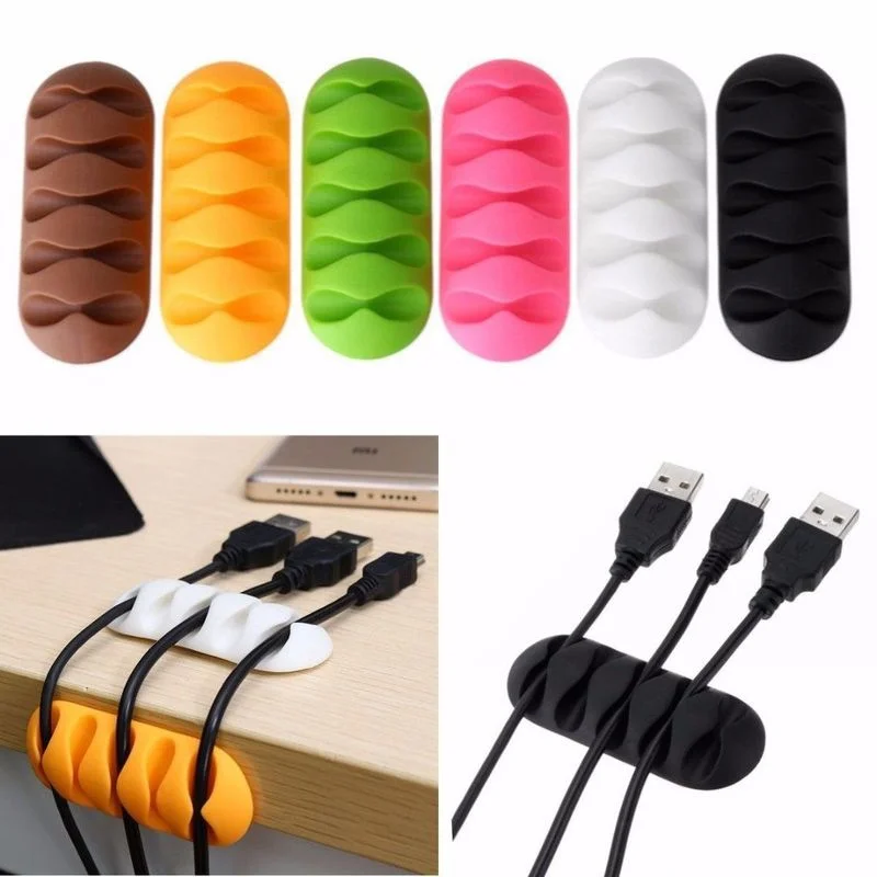 

Cord Earphone Holder Five-hole Cable Fixer Charger Wire Fixing Device Desktop Phone Cables Silicone Tie Fixer Wire Management