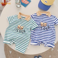 newborn baby boys summer short sleeve striped cartoon tiger outwear infant cotton jumpsuits handsome kids romper 0 24m