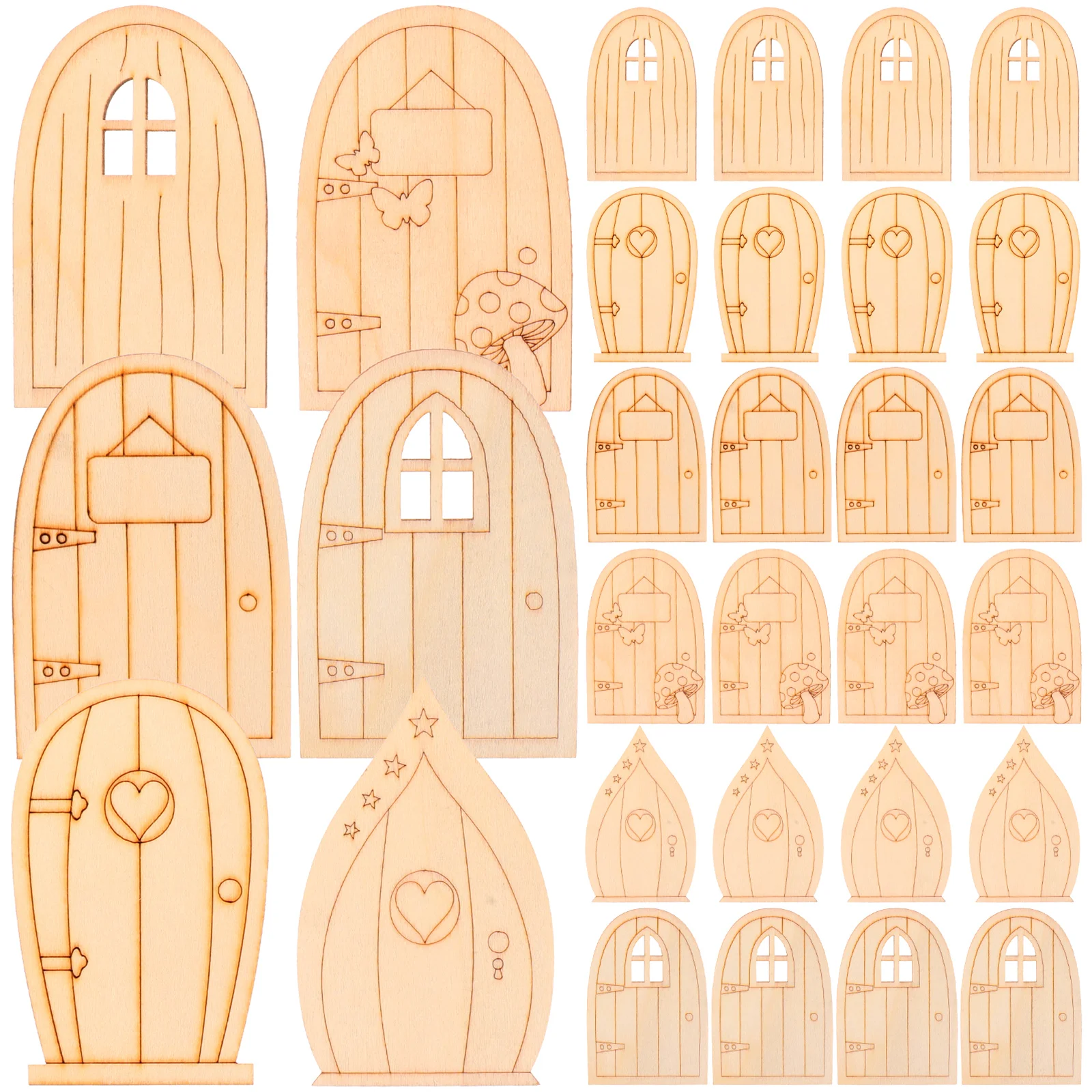 

Door Fairy Miniaturefor Tree Doors Elf Wood Front Gardens Accessories Decor Garden Model Trees Mini Ornaments Unpainted