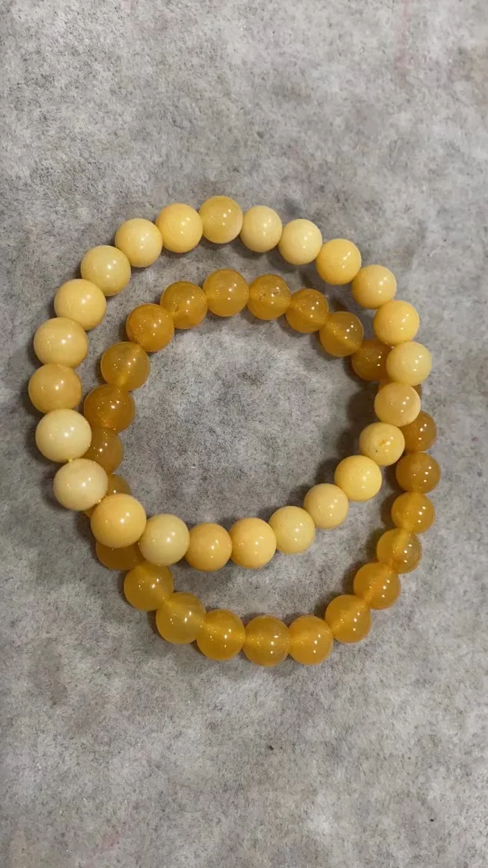 

Natural yellow dragon jade fine carved large particle bracelet Huoshan yellow wax stone fine carved round bead hand string atmos
