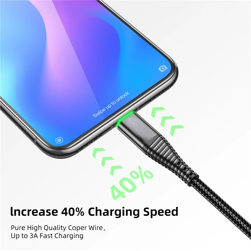 

Hot Sales for Samsung Galaxy Note 7 Data USB-C Cable Charger Cord 0.5m/1m/2m LED 3A USB Type C Cable Fast Charge Wire