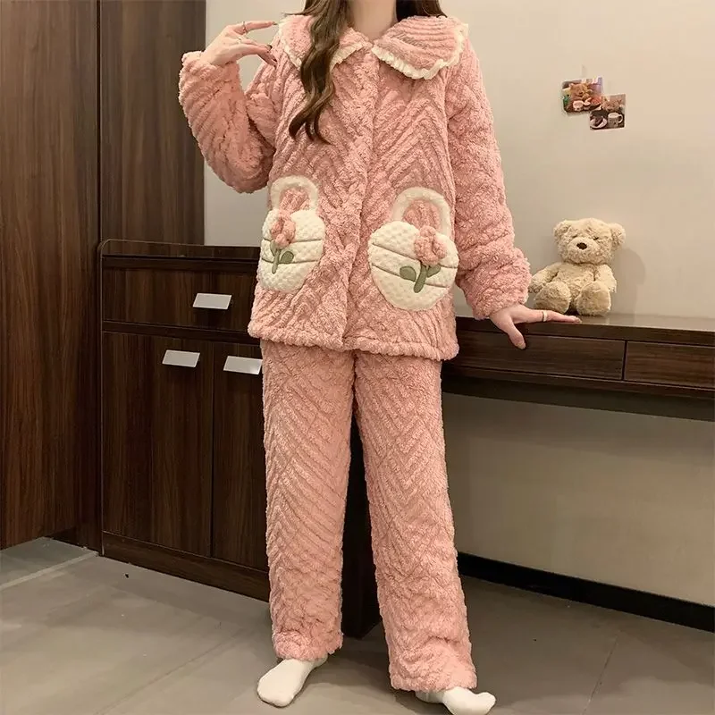 Милый розовый женский зимний новый сладкий плюс толстый размер Свободный теплый