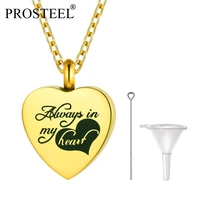 prosteel always in my heart ashes urn pendant women memorial link chain goldstainless steel hair perfume locket waterproof