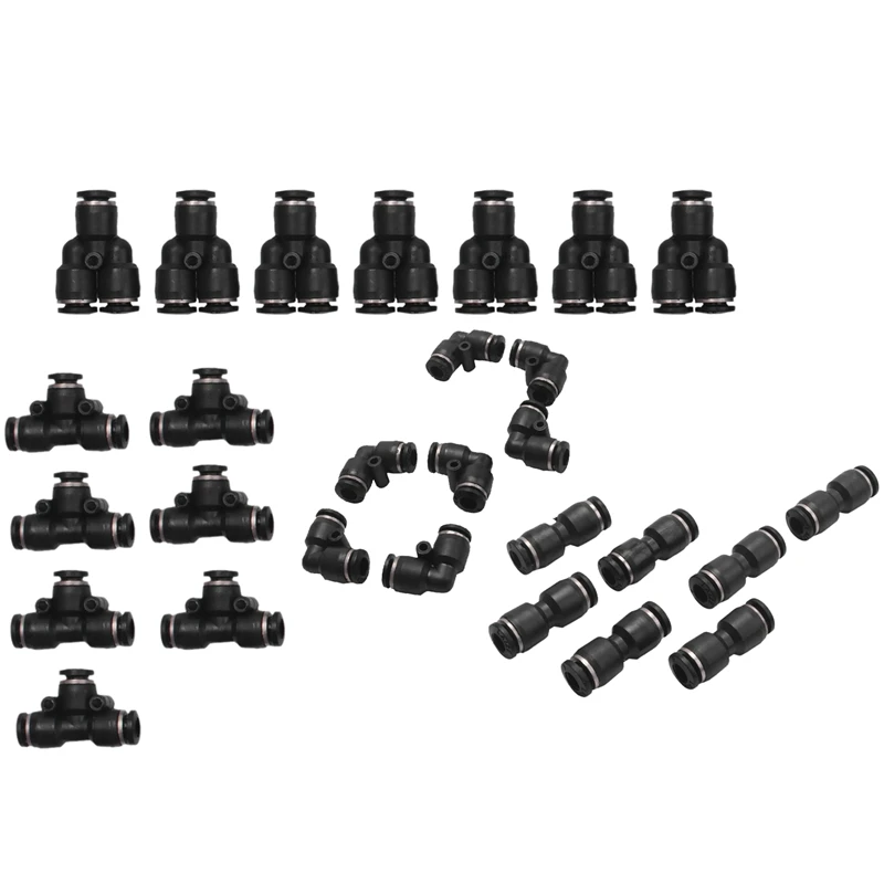 

Push To Connect Fittings Air Line Pneumatic Fittings Kit 28 Pieces Air Quick Disconnect Tube Release Connectors(1/4Inch)