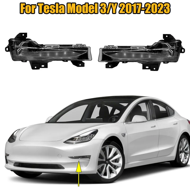 Для Tesla Model 3/Y 2017-2023 автомобильный передний бампер противотуманная фара дневная