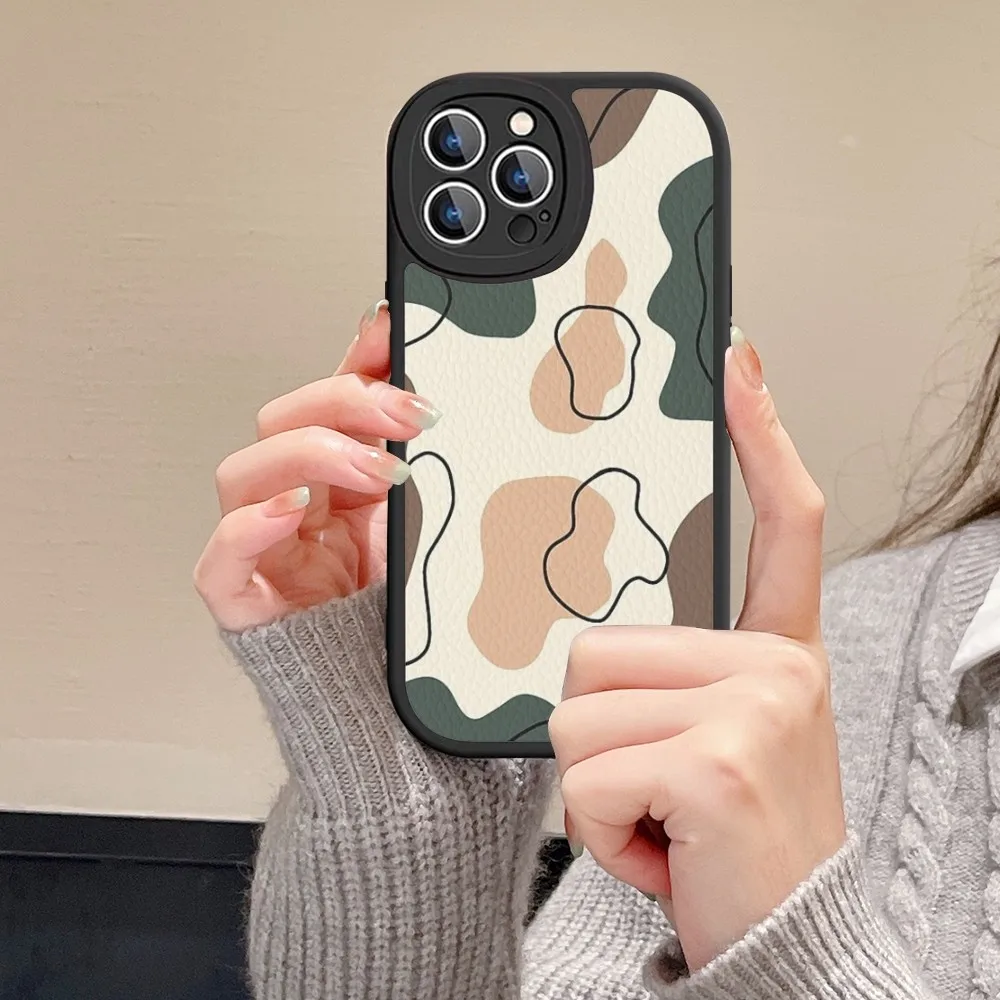 Abstract Geometry Phone Case Hard Leather For iPhone 14 13 12 Mini 11 14 Pro Max Xs X Xr 7 8 Plus 6 6s