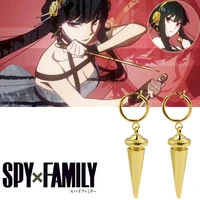 spy%c3%97family anime new earrings yor forger figure cosplay gold tapered pendant ear clip earring for women jewelry accessories gift