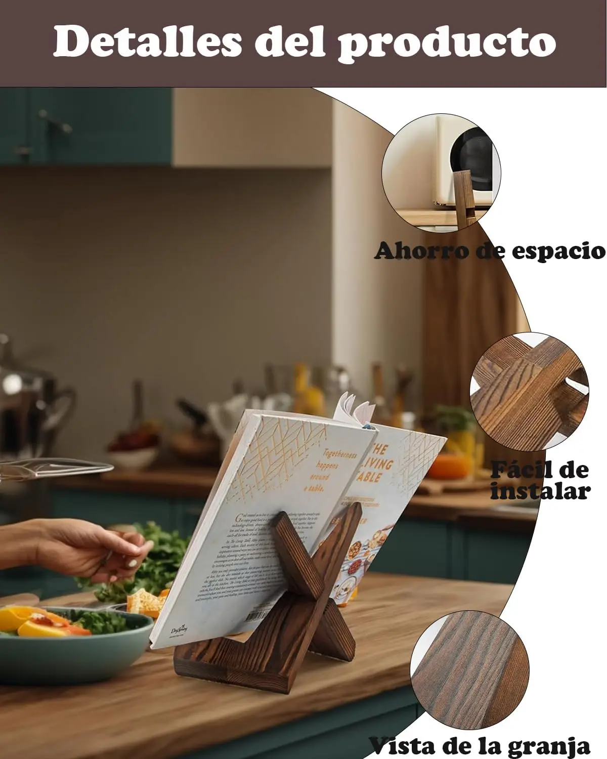 Фото НОВАЯ деревянная подставка для кулинарных книг, плоская подставка для рецептов, подставка для чтения, деревянная подставка для дисков, подставка для книг, из дерева №3