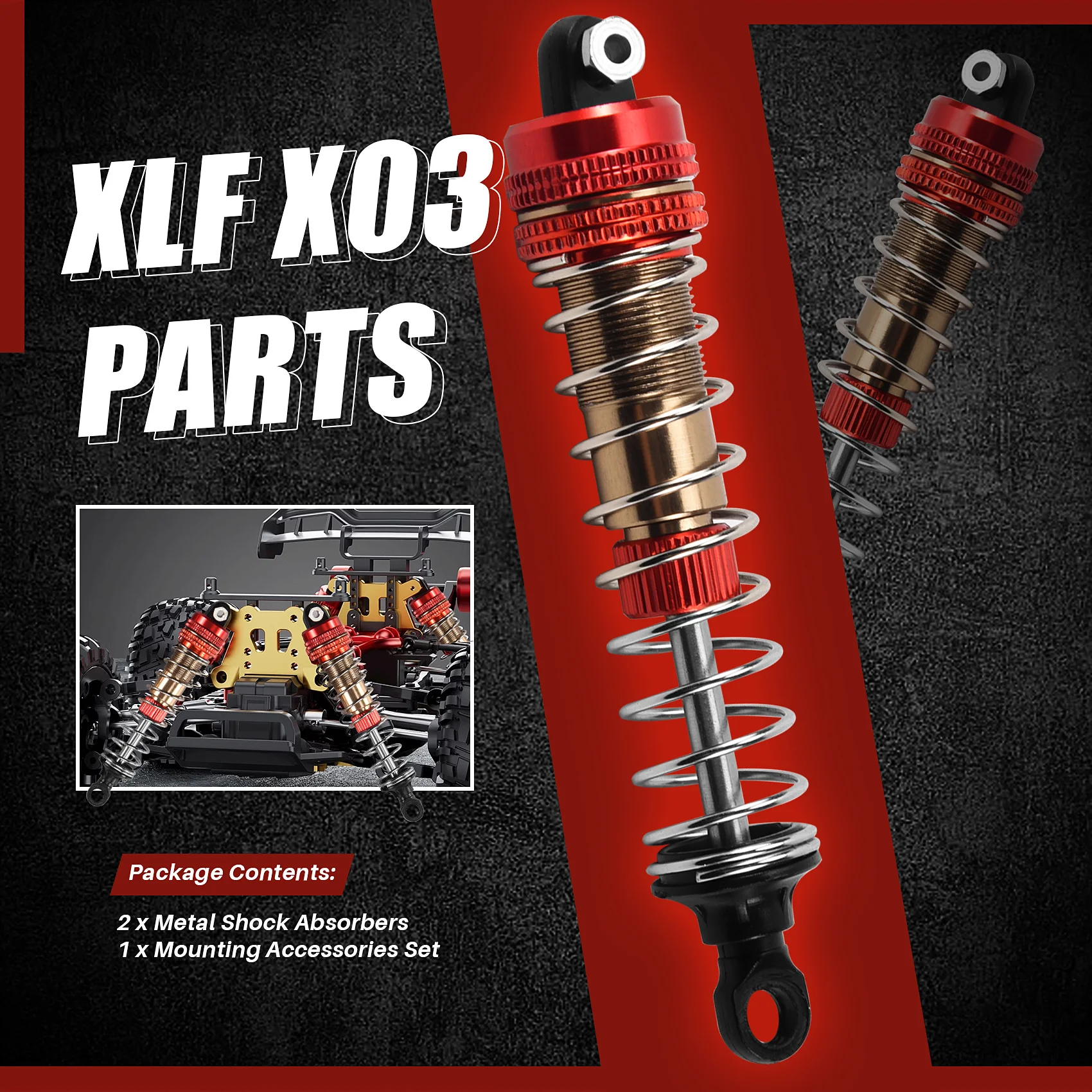 2 шт. металлические амортизаторы демпфер для XLF X03 X04 X-03 X-04 1/10 RC автомобиль грузовик