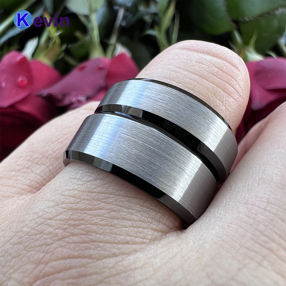 

6MM 8MM Black Tungsten Carbide Ring Wedding Band For Men Women Beveled Brushed I Love You I Know Engraved Comfort Fit
