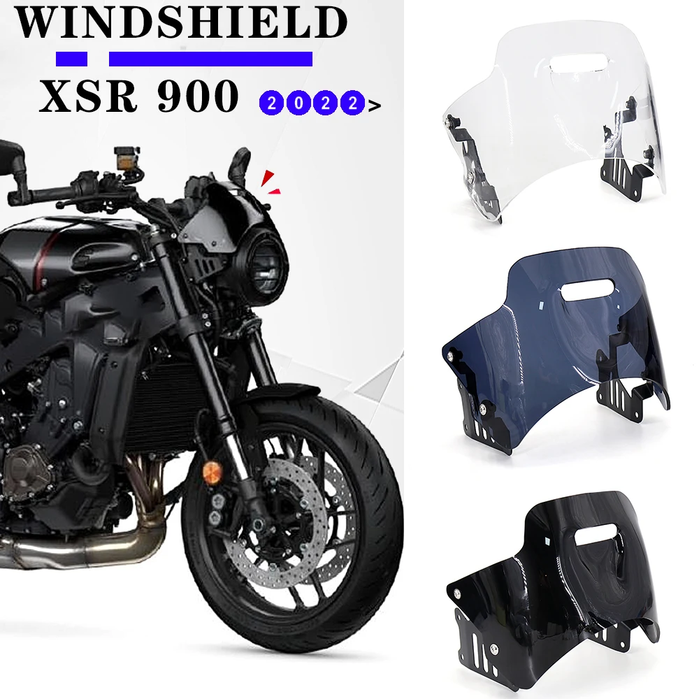 For Yamaha XSR 900 xsr900  Windshield Windscreen Motorcycle Accessories Wind Deflector Flyscreen with Bracket XSR900 2022 2023