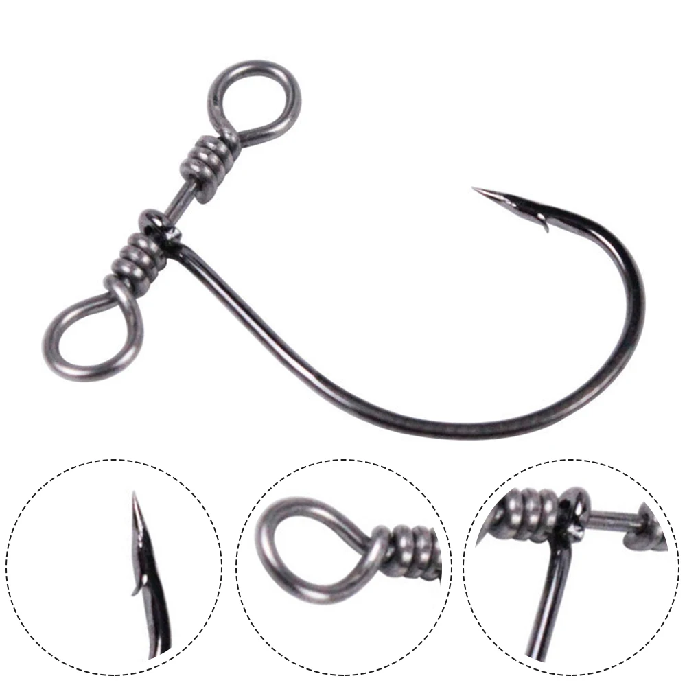 

10pcs Spin Shots Drop Shot Hooks With 360° Swivel Fishing Terminal Tackle Steel Fish Hooks Fishhook Pesca Iscas Tools Accessory