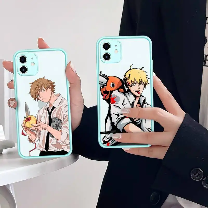 

Chainsaw Man Phone Case for iPhone X XR XS 7 8 Plus 11 12 13 pro MAX 13mini Translucent Matte Case