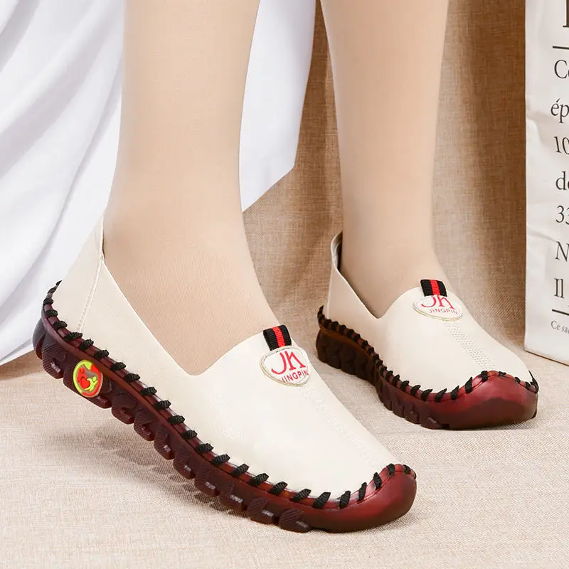 

Fashion Wide Casual Flat Shoes Korean Women's Shoes Comfortable Leather Loafers Maternity Shoes Women's Loafers